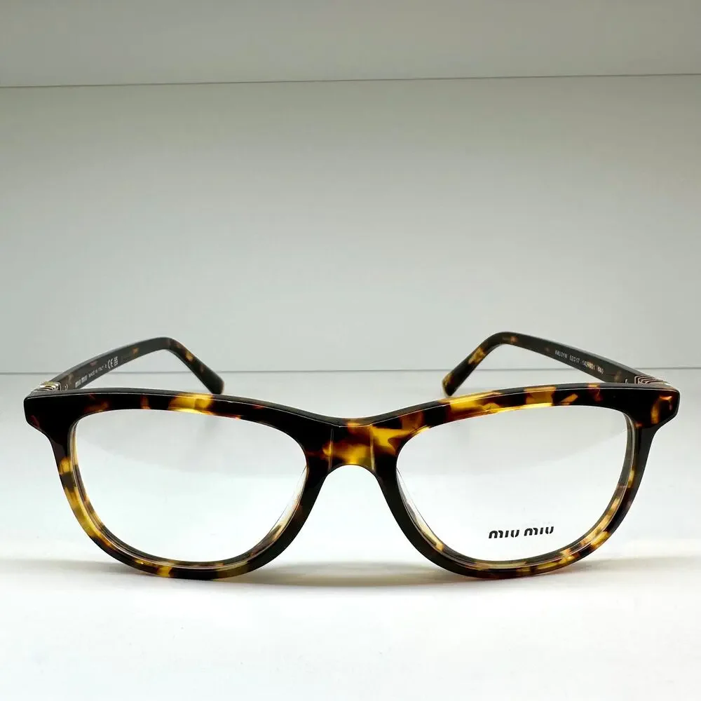 MIU MIU Womens Eyeglasses Brown Panto Square Honey Havana Full Rim Frames 52mm
